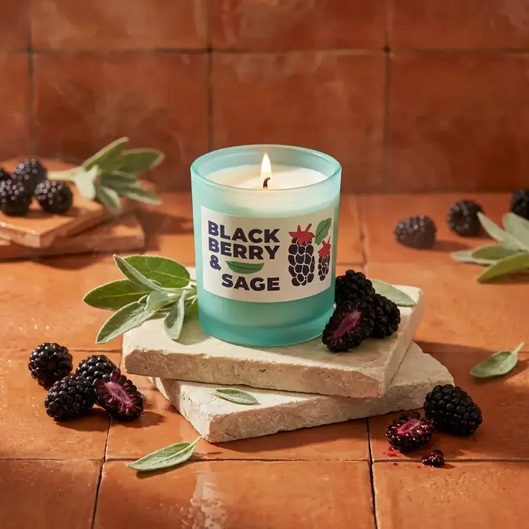 rewind Blackberry & Sage Glass Candle