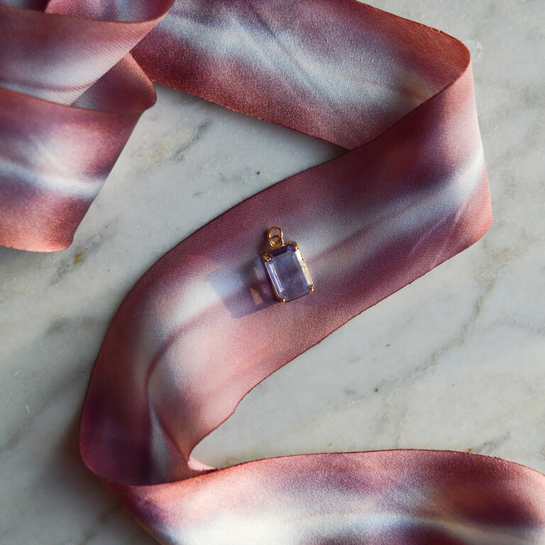 Fallen Aristocrat Octagon Glass Stone Charm, Lilac