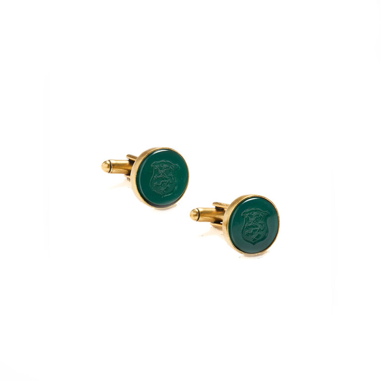 Fallen Aristocrat Intaglio Crest Cufflinks, Green