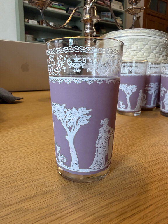 Purple Wedgewood Water Glass W/ Gold Rim