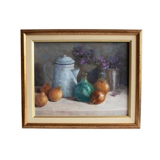 Vida Evenson Framed Lavender & Onions Still Life Painting