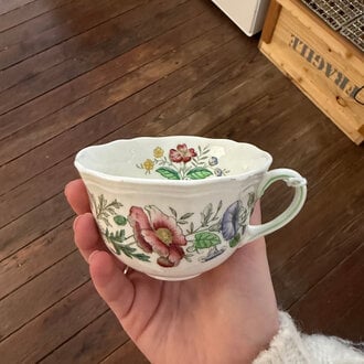 White Teacup W/ Flowers