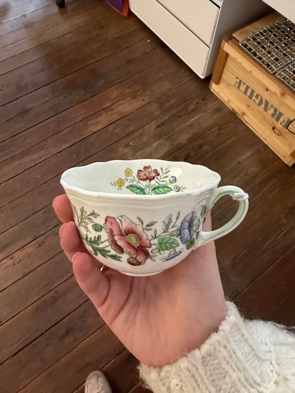 White Teacup W/ Flowers
