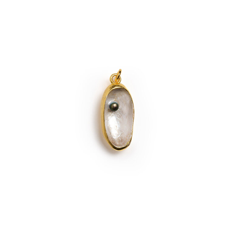 Fallen Aristocrat  Petite Golden Oyster Charm