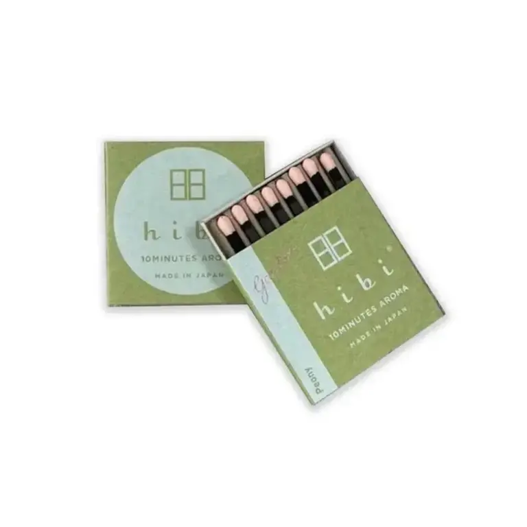 Hibi Match- Box of 8 Incense Matches- Peony