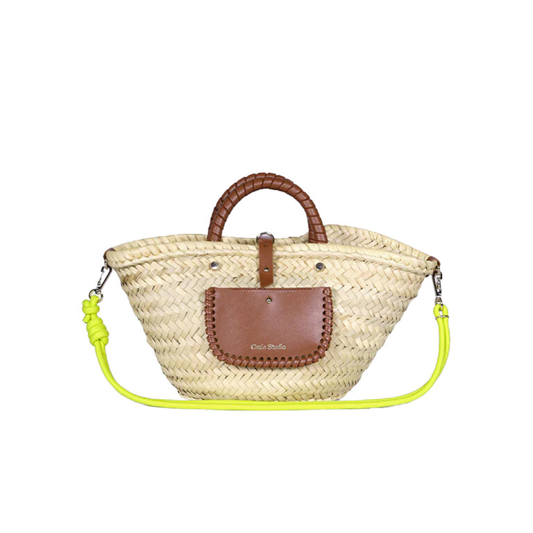 Petit Panier Tan w/ Lime Green Strap