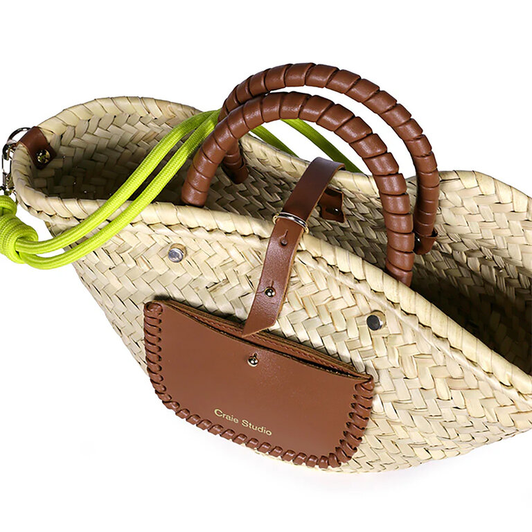 Petit Panier Tan w/ Lime Green Strap