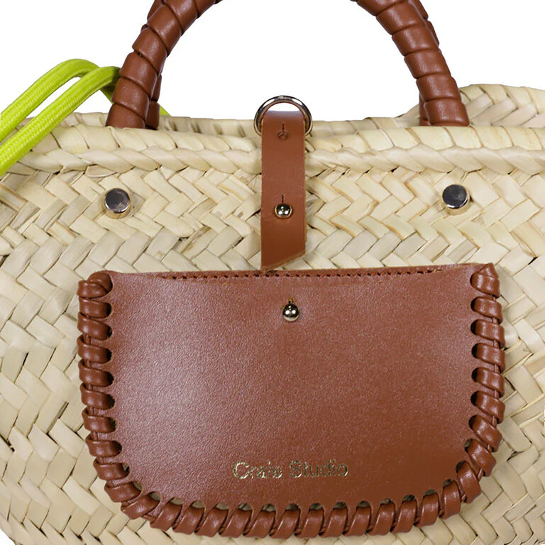 Petit Panier Tan w/ Lime Green Strap