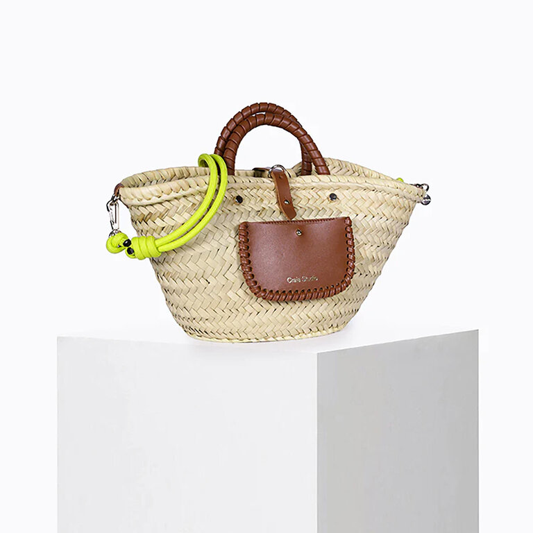 Petit Panier Tan w/ Lime Green Strap