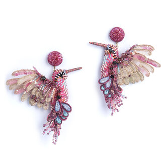 Deepa Gurani Hummingbird Earrings- Fuchsia