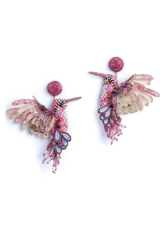 Deepa Gurani Hummingbird Earrings- Fuchsia