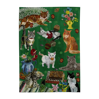 Nathalie Lete Les Chats Linen Tea Towel