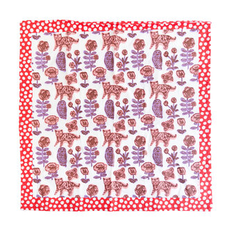 Nathalie Lete Pink Cat with Flowers Scarf