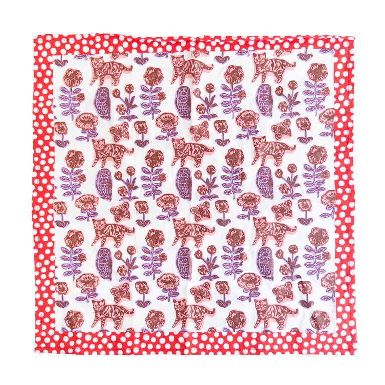 Nathalie Lete  Pink Cat with Flowers Scarf