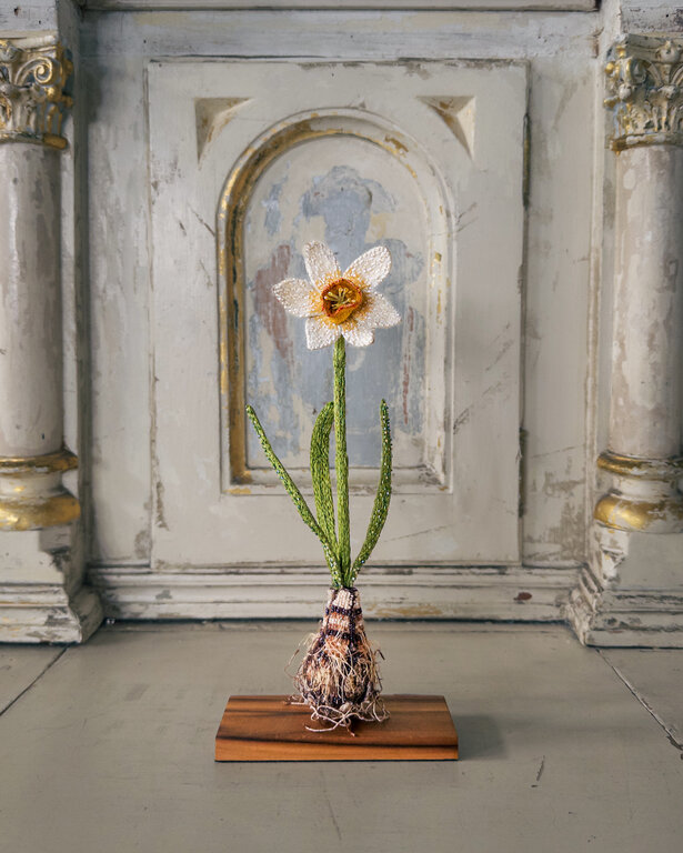 Trovelore Beaded Daffodil Art Object