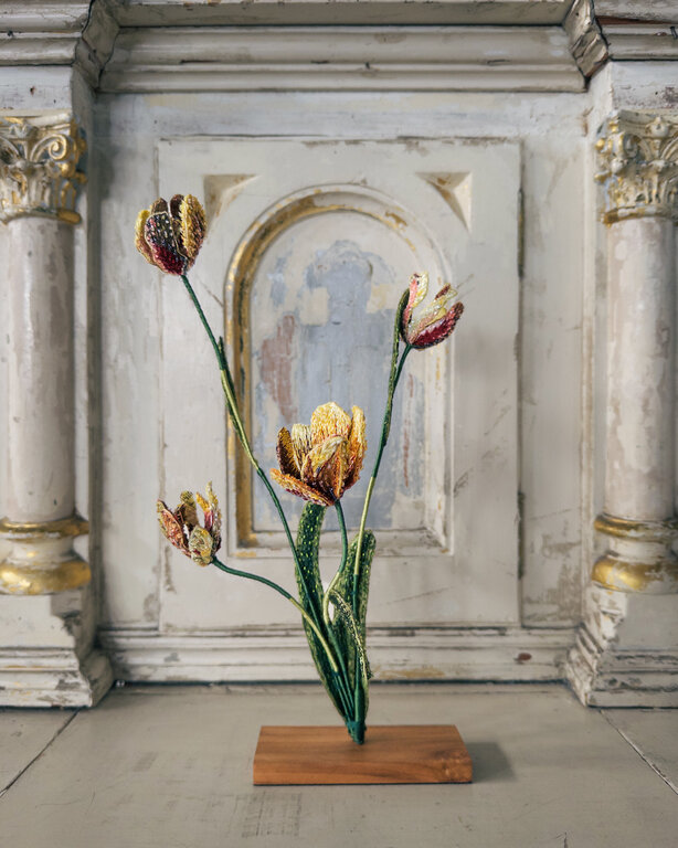 Trovelore Beaded Rembrandt Tulip Art Object
