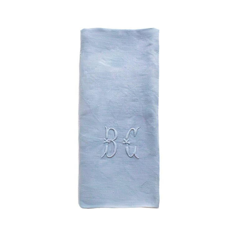Blue Antique French Monogrammed Dinner Napkin
