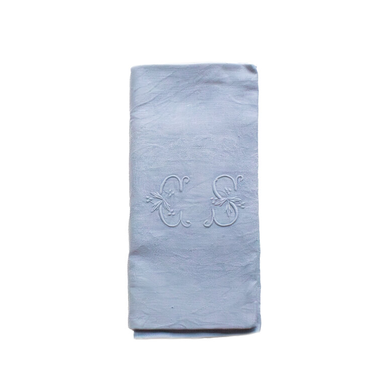 Blue Antique French Monogrammed Dinner Napkin