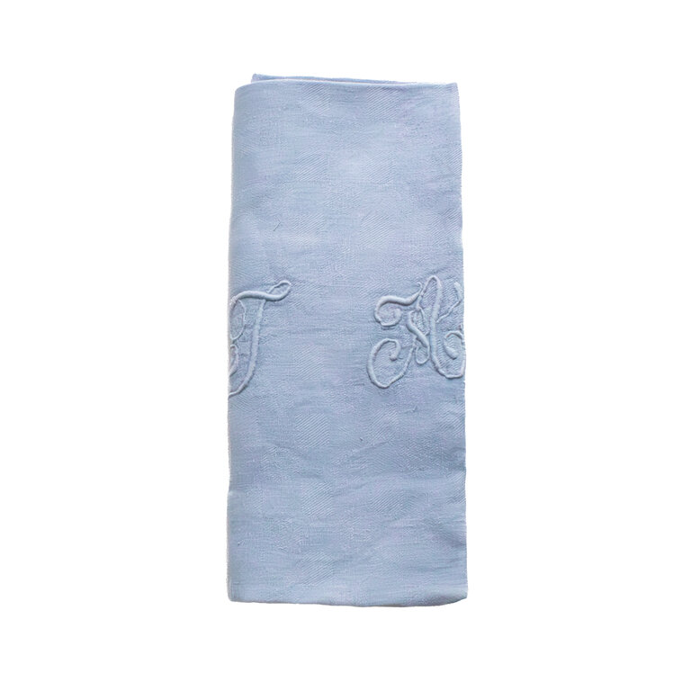 Blue Antique French Monogrammed Dinner Napkin