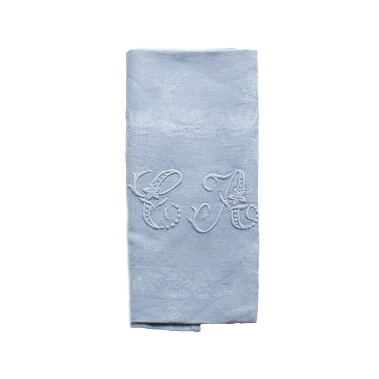 Blue Antique French Monogrammed Dinner Napkin