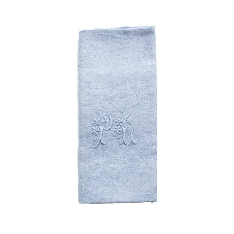 Blue Napkins with Embroidered Initials