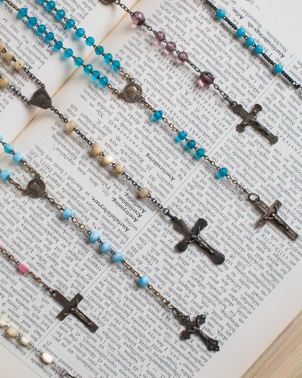 Antique French Rosary, Purple