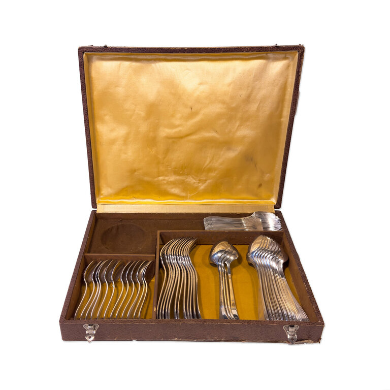 Vintage Silver Set in Original Brown Case