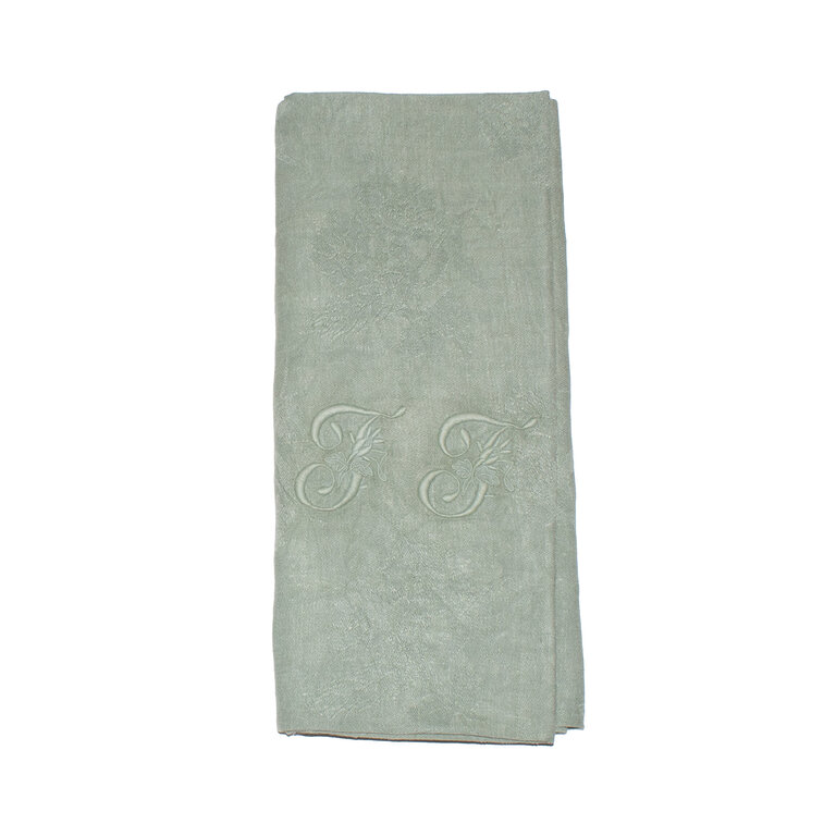 Green Antique French Monogrammed Dinner Napkin