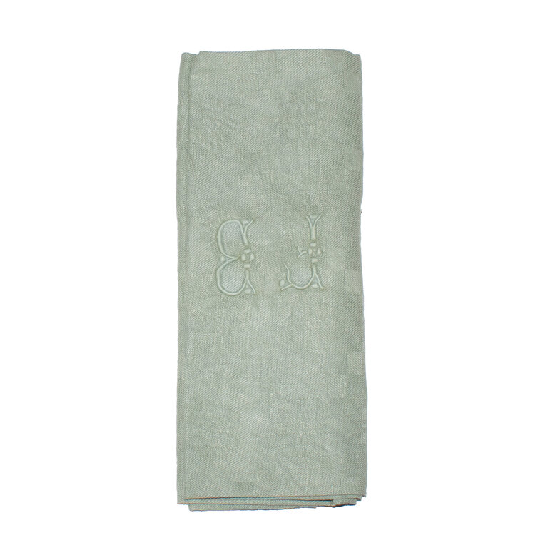 Green Antique French Monogrammed Dinner Napkin