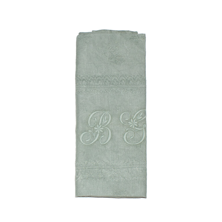 Green Antique French Monogrammed Dinner Napkin
