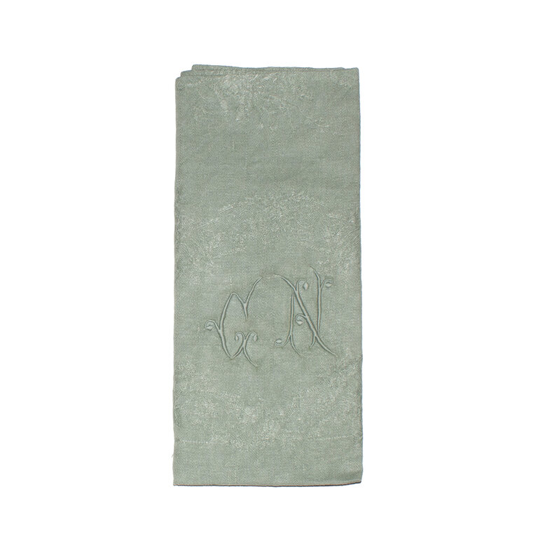 Green Antique French Monogrammed Dinner Napkin