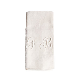 Cream Antique French Monogrammed Dinner Napkin