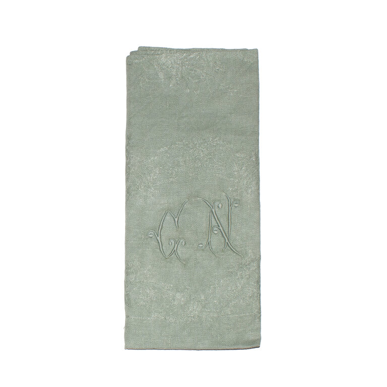 Green Antique French Monogrammed Dinner Napkin