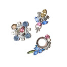 Color : Blue & Pink Floral Cluster