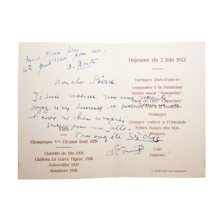 Antique French Wedding Menu