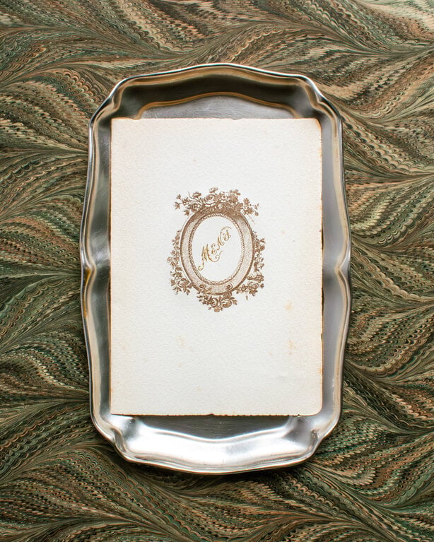 Antique French Monogrammed Menu Card