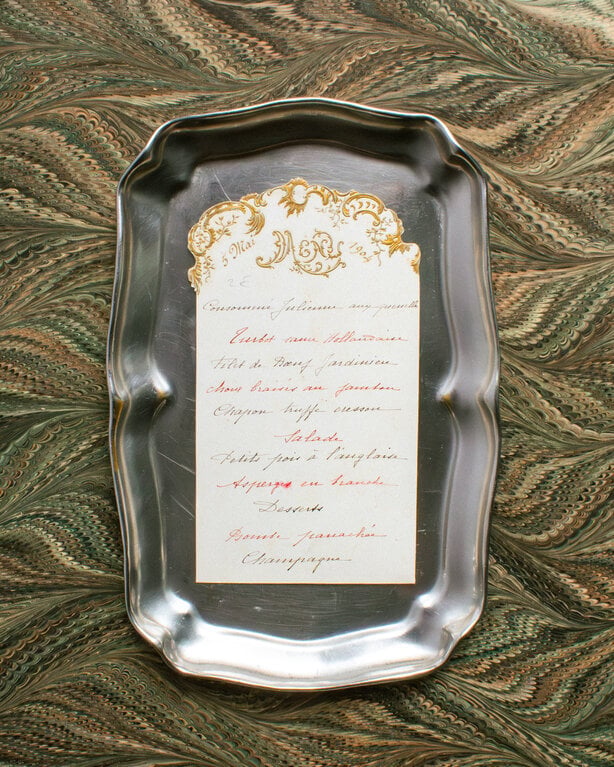 Antique French Gilt Menu Card, 1904