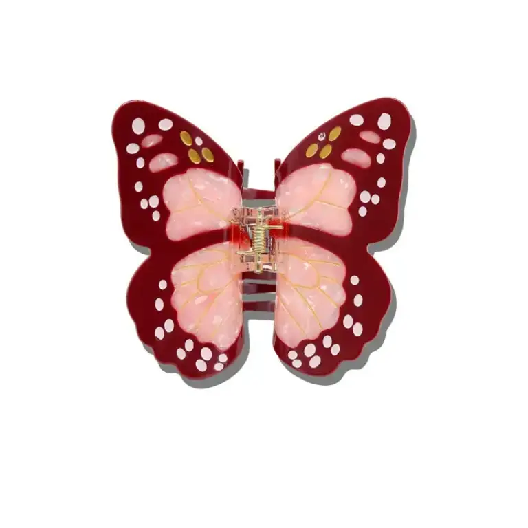 Hair Clip- Monarch Butterfly Double Pink