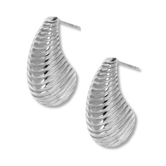 Paloma Ribbed Teardrop Silver Earring