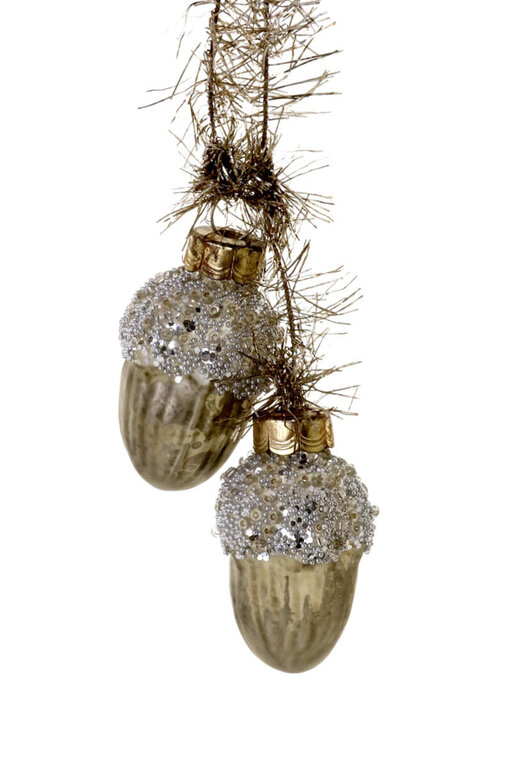 Ornament- Frosted Acorn-Silver