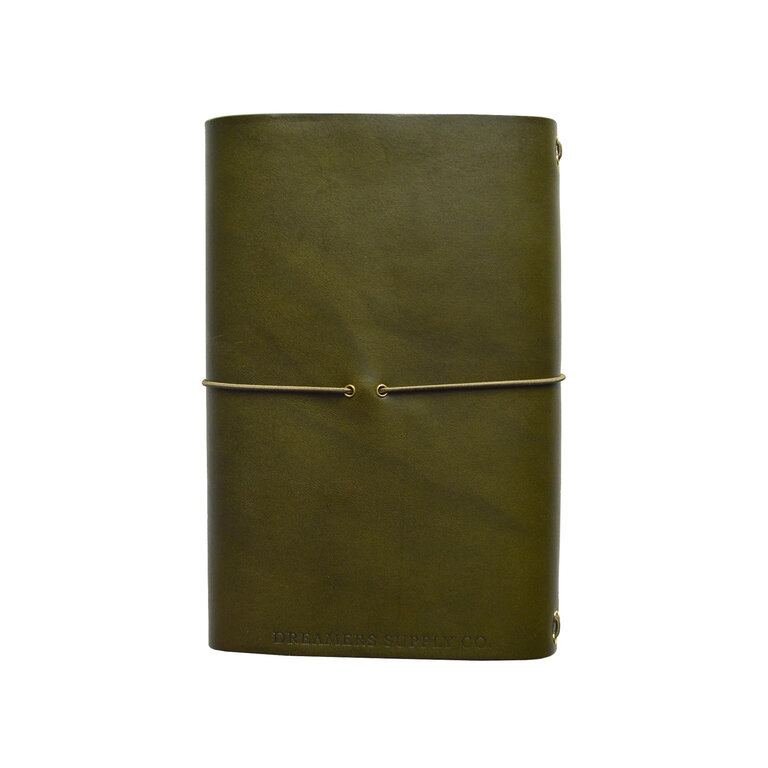 Studio Journal- Leather Olive with 3 A5 Notebooks