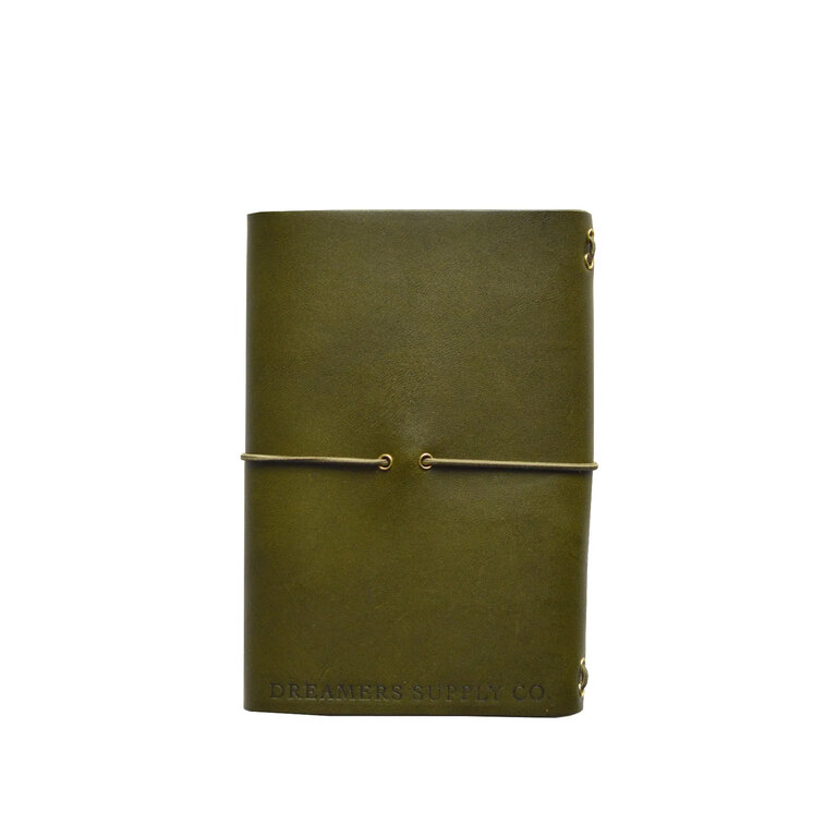 Pocket Journal- Leather Olive with 2 A6 Notebooks