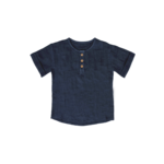 Babu Babu Organic Muslin Grandpa Shirt- Navy