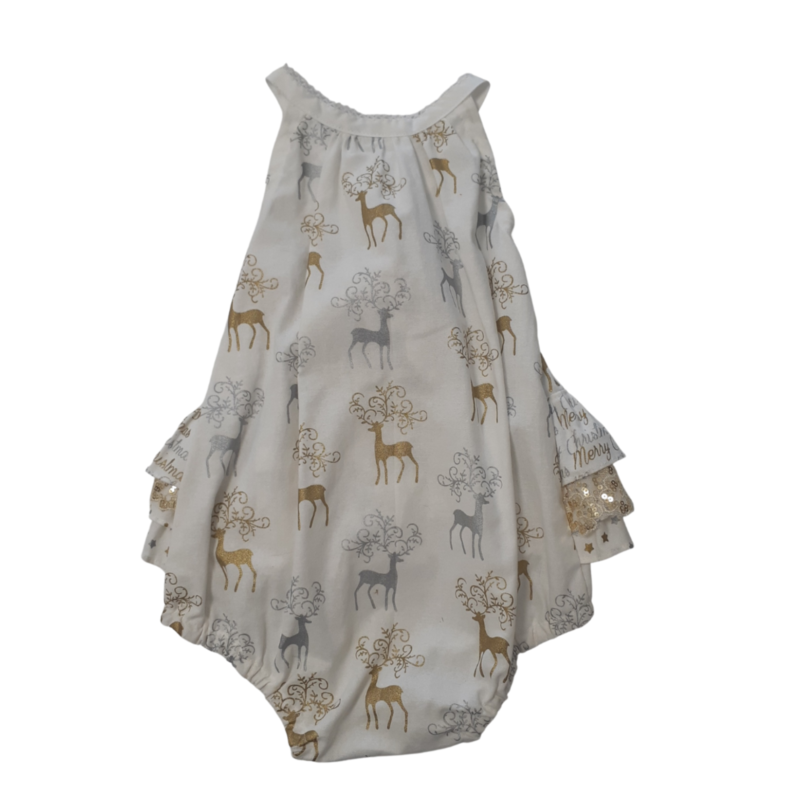 Penny's Pieces Penny's Pieces - Girls Deer Romper (Silver & Gold)