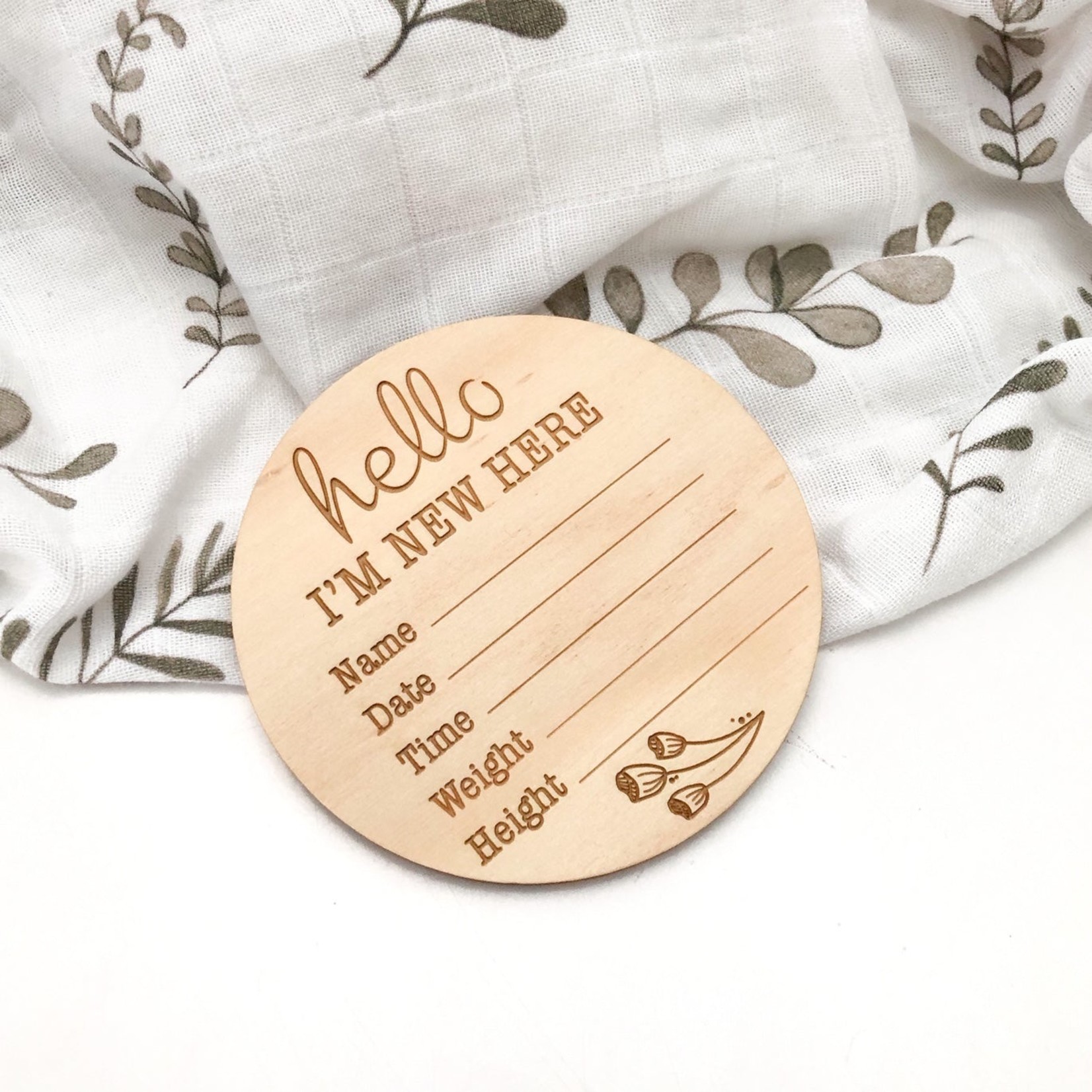One.chew.three Birth Announcement Plaque - Large