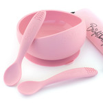 Brightberry Brightberry Suction Bowl + 2 Teething Spoon Set - Coral Pink