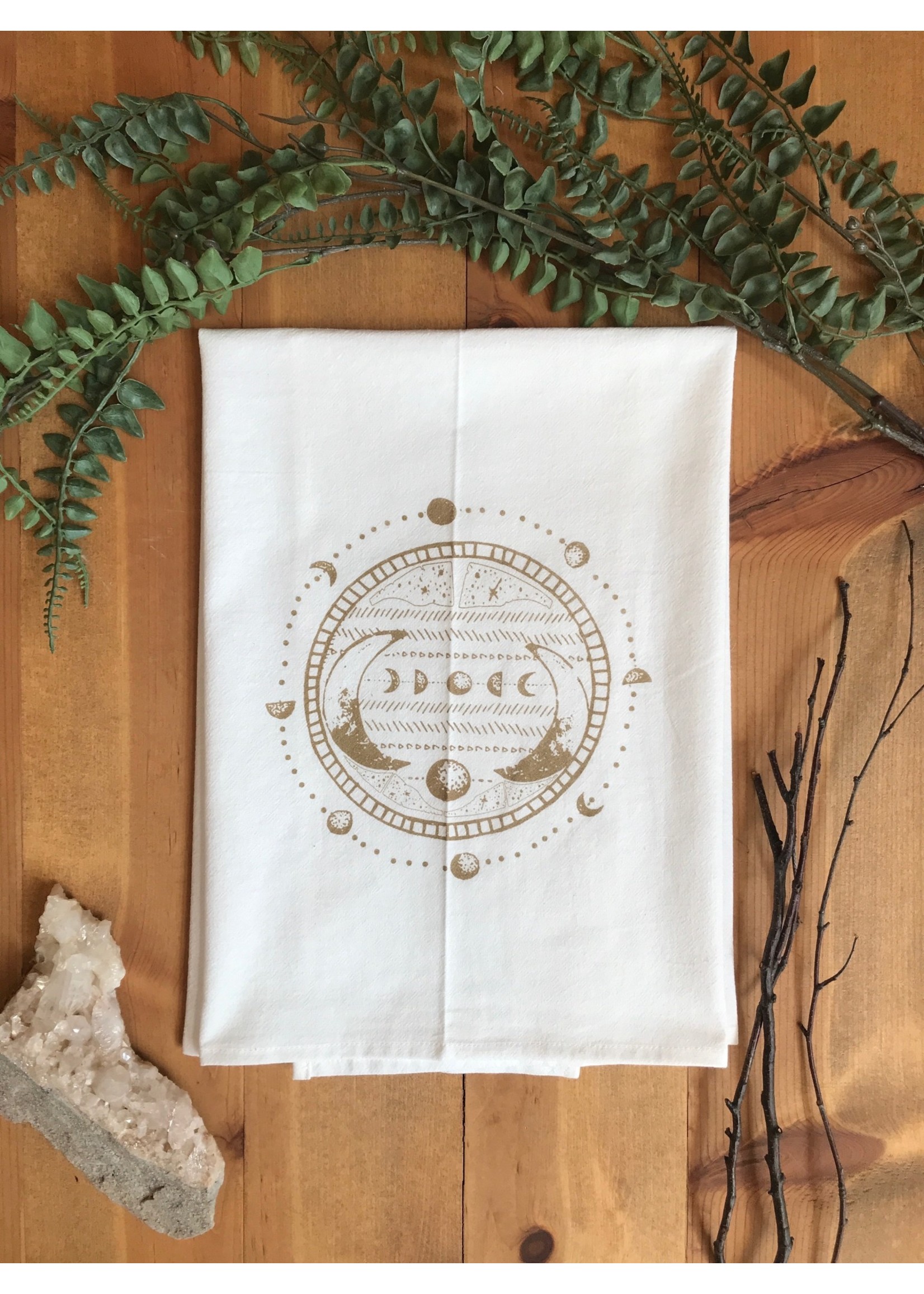 Tangled Up In Hue Screen Printed Dish Towel Moon Phase