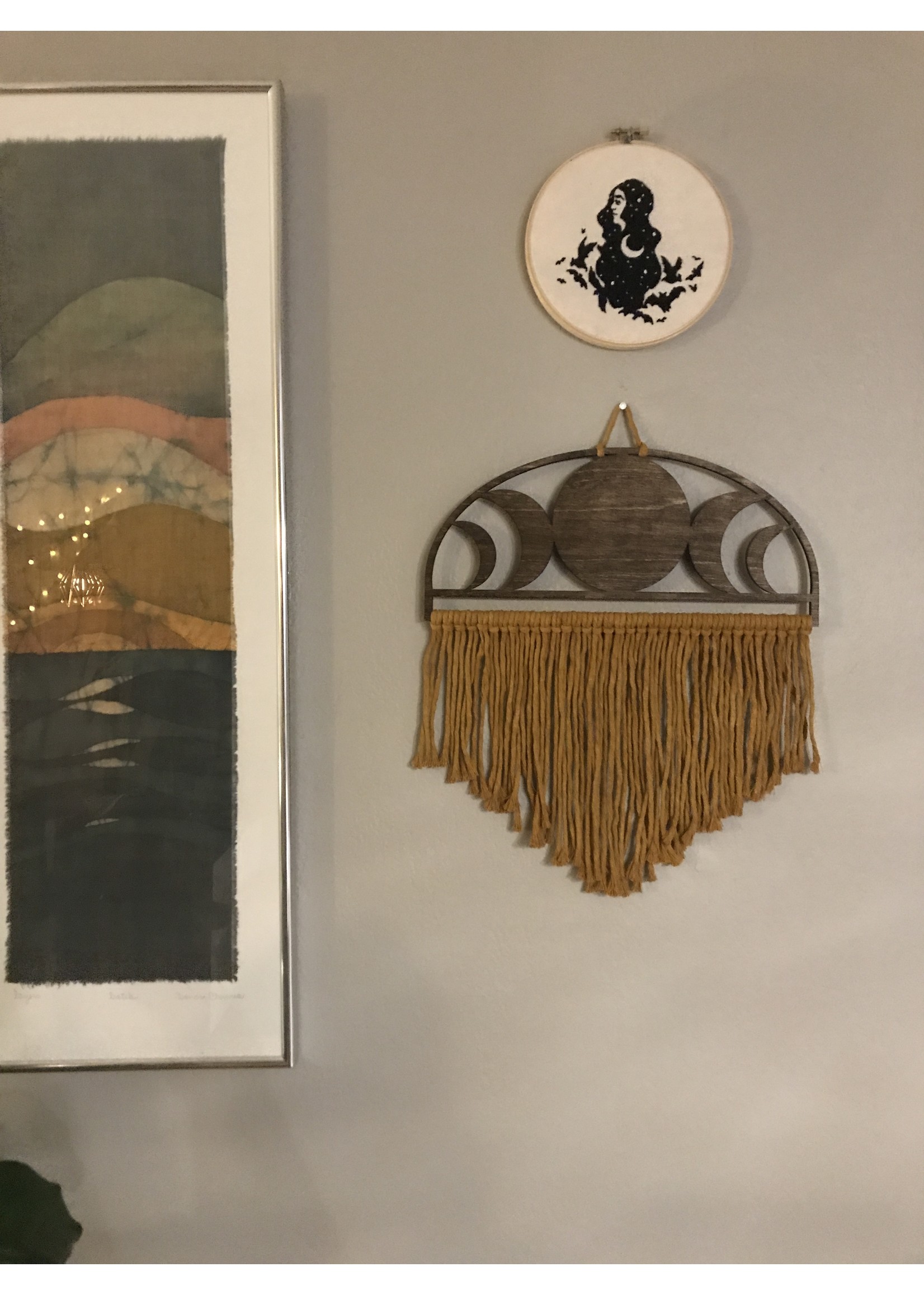 Wood Wall Hanging Macrame  Made Locally by Moon Macrame Modern