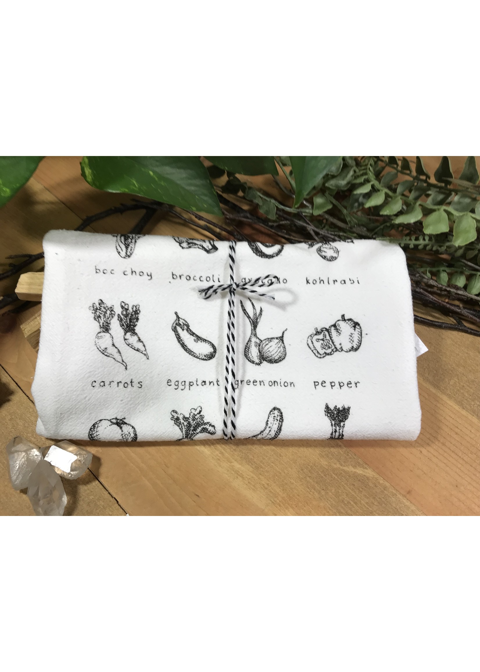 Tangled Up In Hue Screen Printed Dish Towel Veggie Lover