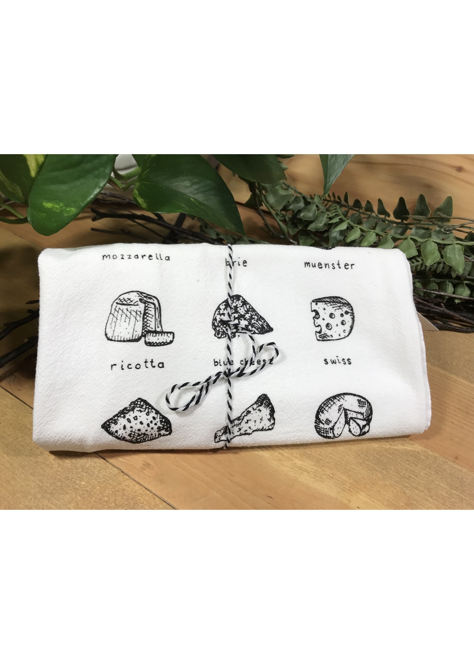 Tangled Up In Hue Screen Printed Dish Towel Cheese Lover